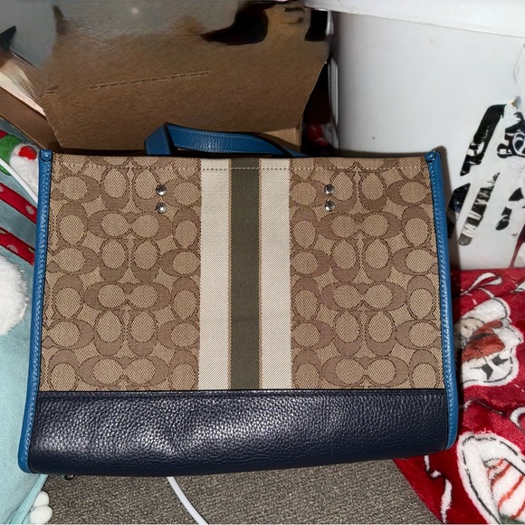 Coach Brown and Navy Shoulder Bag - Picture 2 of 6